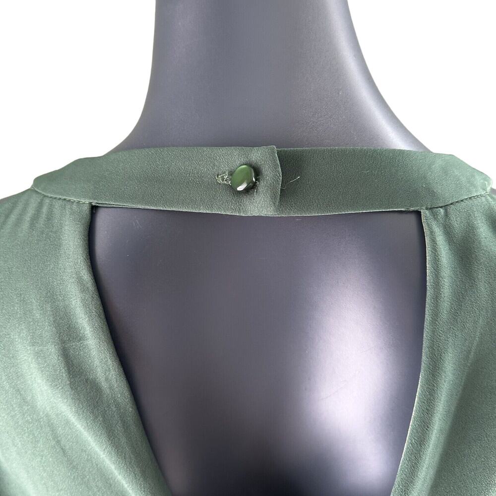 Topshop Cold Shoulder Green Cut Out Dress Size 2 V-neck - Picture 12 of 14